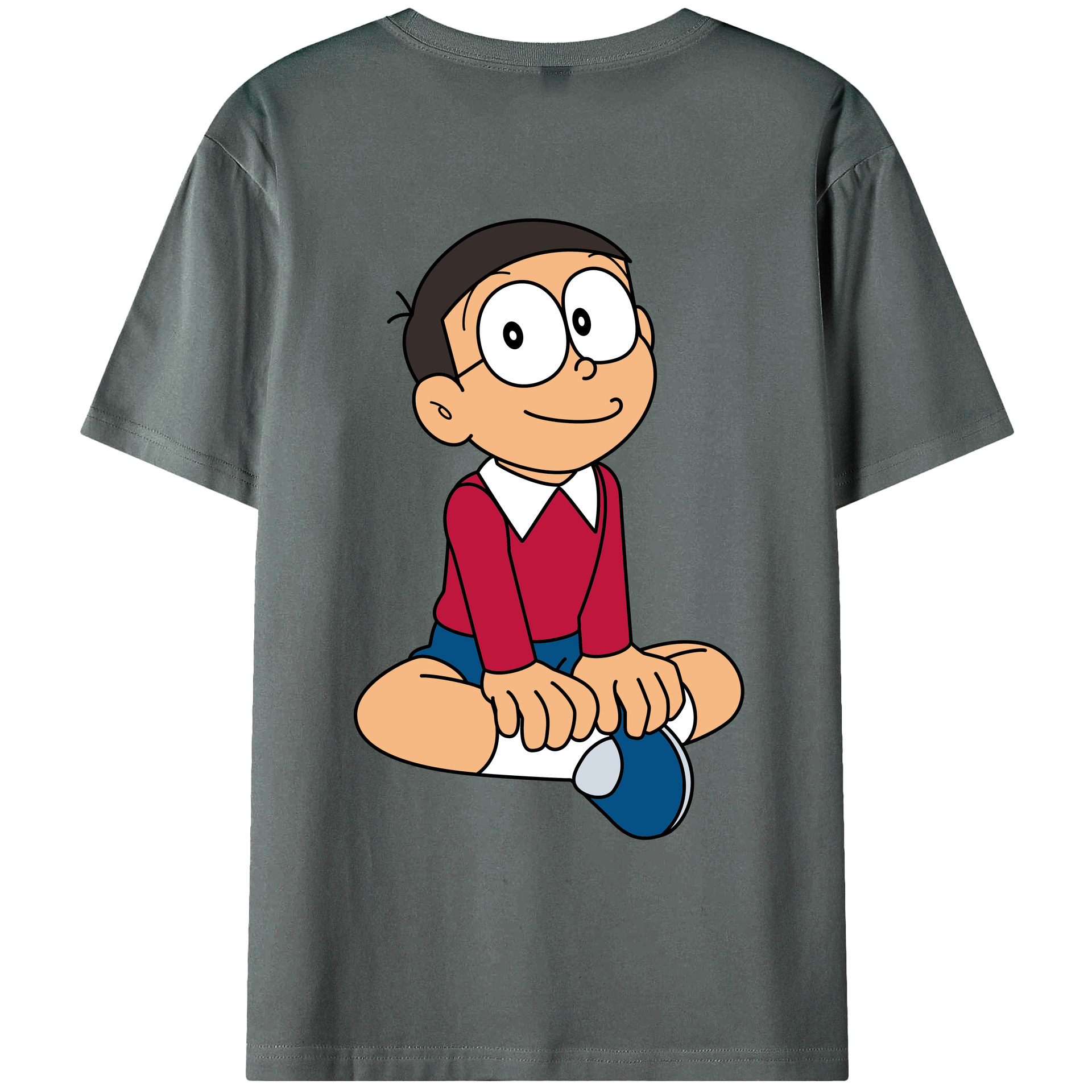（画像用） ドラえもん 野比 のび太 Doraemon Nobita Nobi 綿100％ メンズ半袖Tシャツ（バックプリント） 通気性